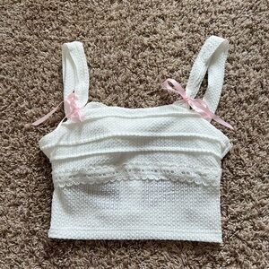 Amazon White Tank Top with Pink Accents